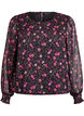 Blouse fleurie en mousseline &agrave; manches transparentes, Noir, Packshot image number 0