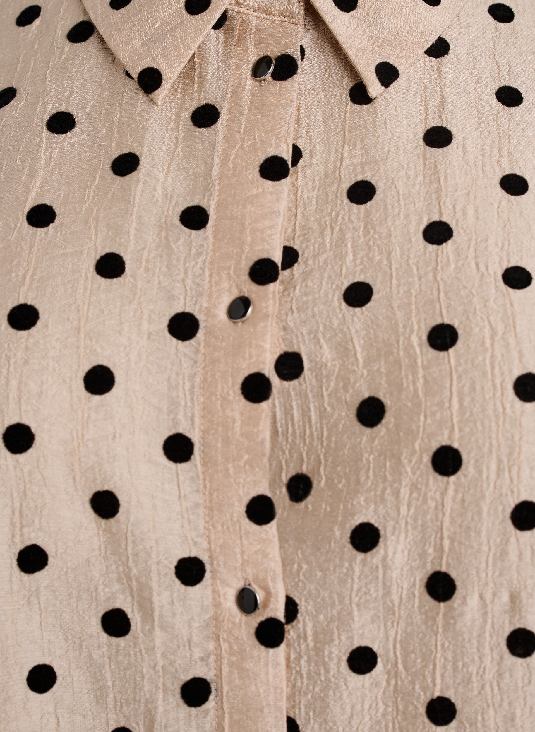 Zizzi Midi-Hemdkleid mit Punkten und 3/4-&Auml;rmeln, Beige, Packshot image number 2