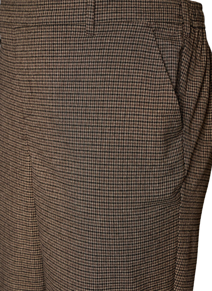 Pantalon droit &agrave; petits carreaux, Marron, Packshot image number 2