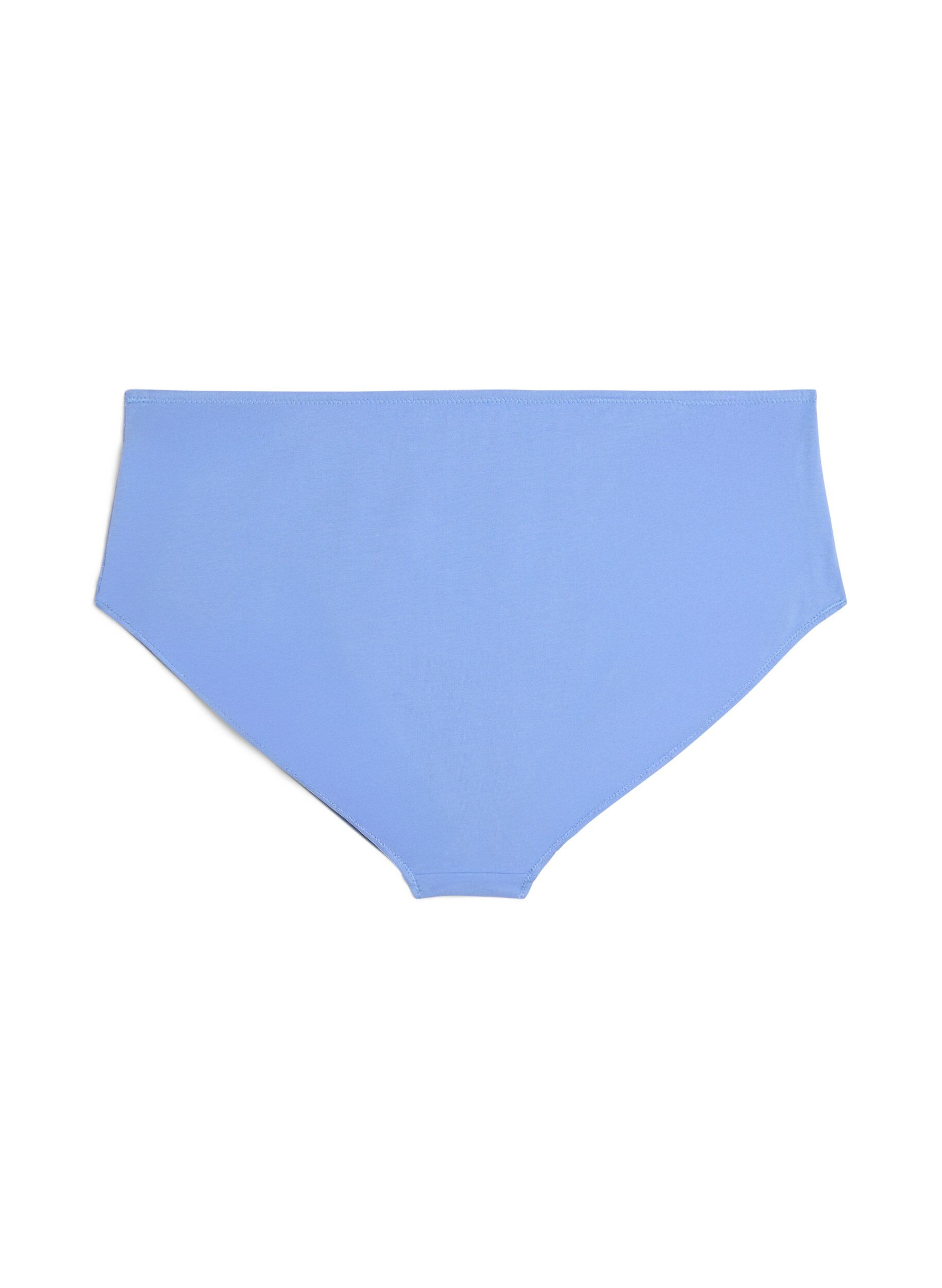Zizzi Culotte brief en coton avec empi&egrave;cements en dentelle, Bleu, Packshot image number 1