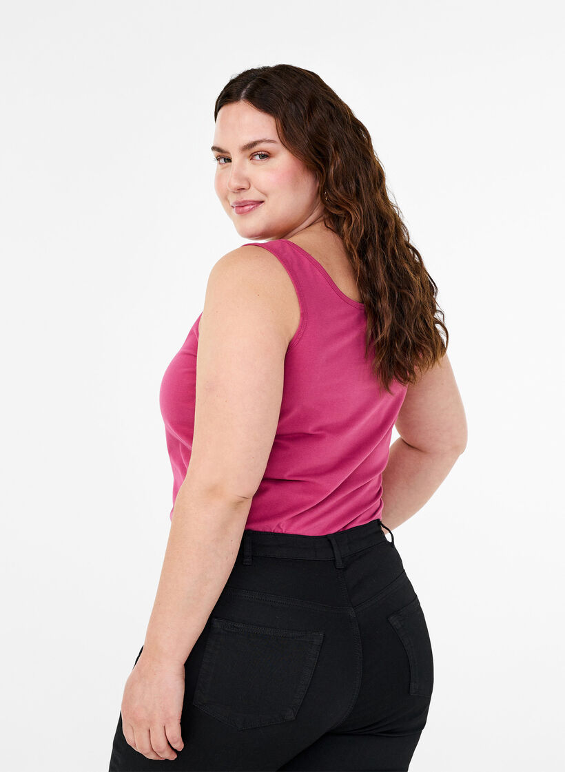 Top basique de couleur unie en coton, Bordeaux, Model image number 2