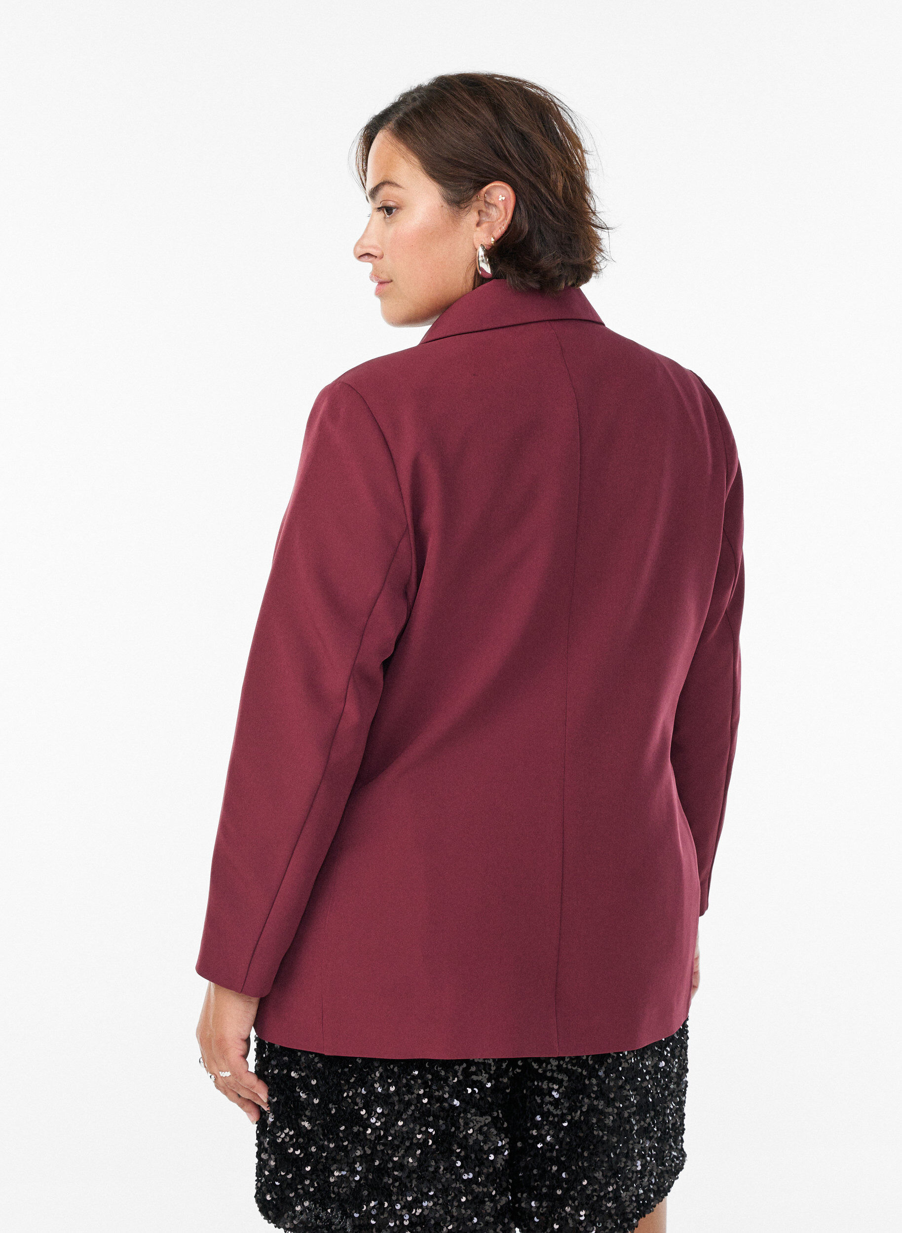 Zizzi Klassischer Blazer mit Knopfverschluss, Rot, Model image number 2