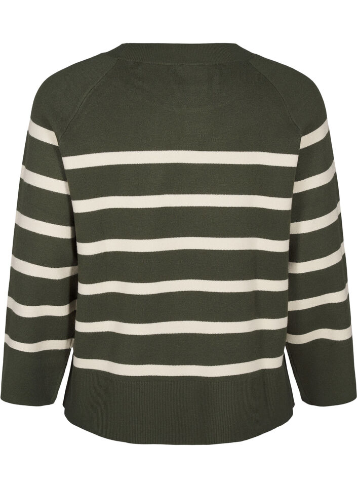 Gestreifte Strickbluse mit Rundhalsausschnitt, D. Bag Birch Stripe, Packshot image number 1