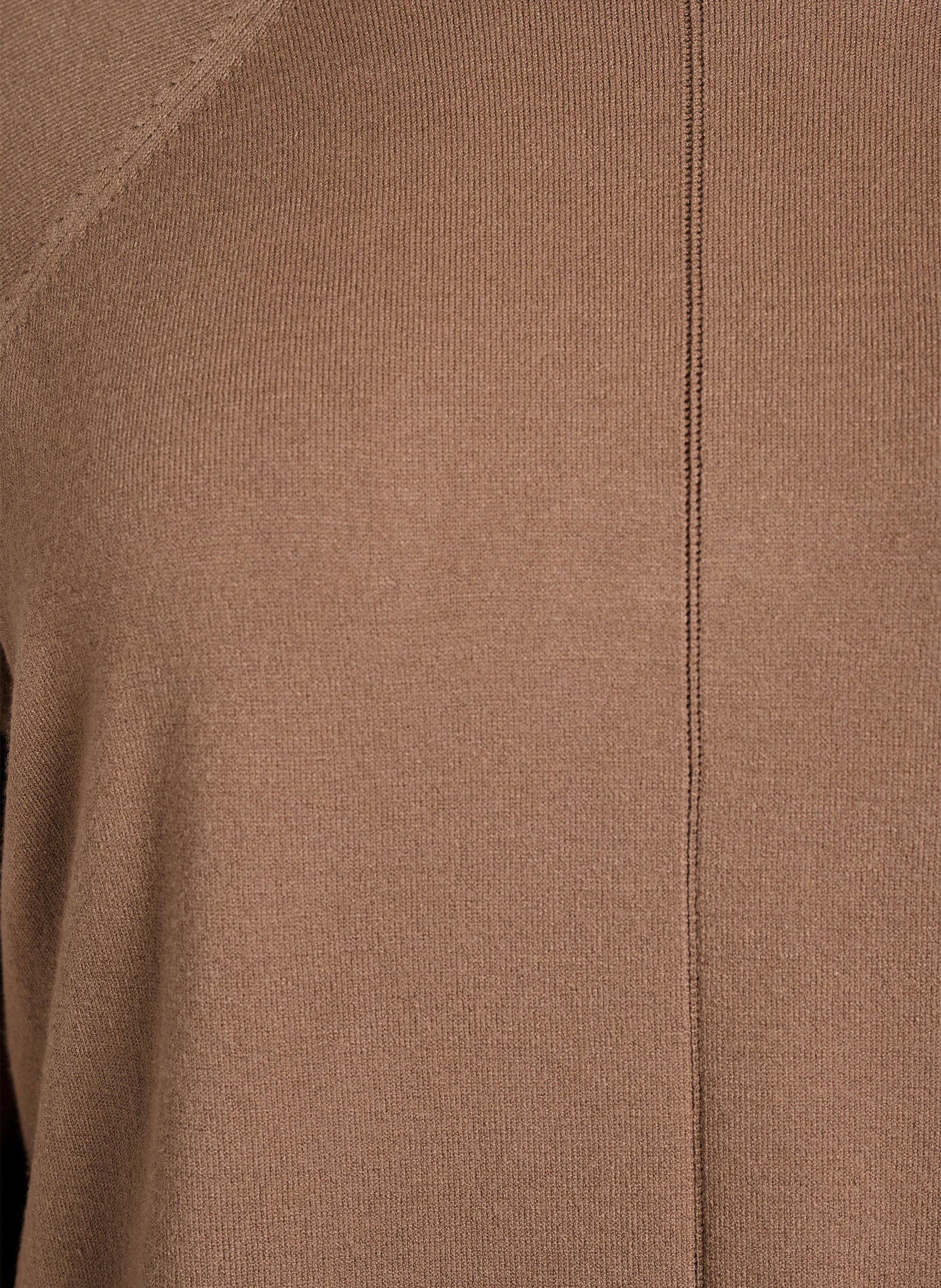 Zizzi Strickbluse mit Rundhalsausschnitt und Strickmuster, Braun, Packshot image number 2