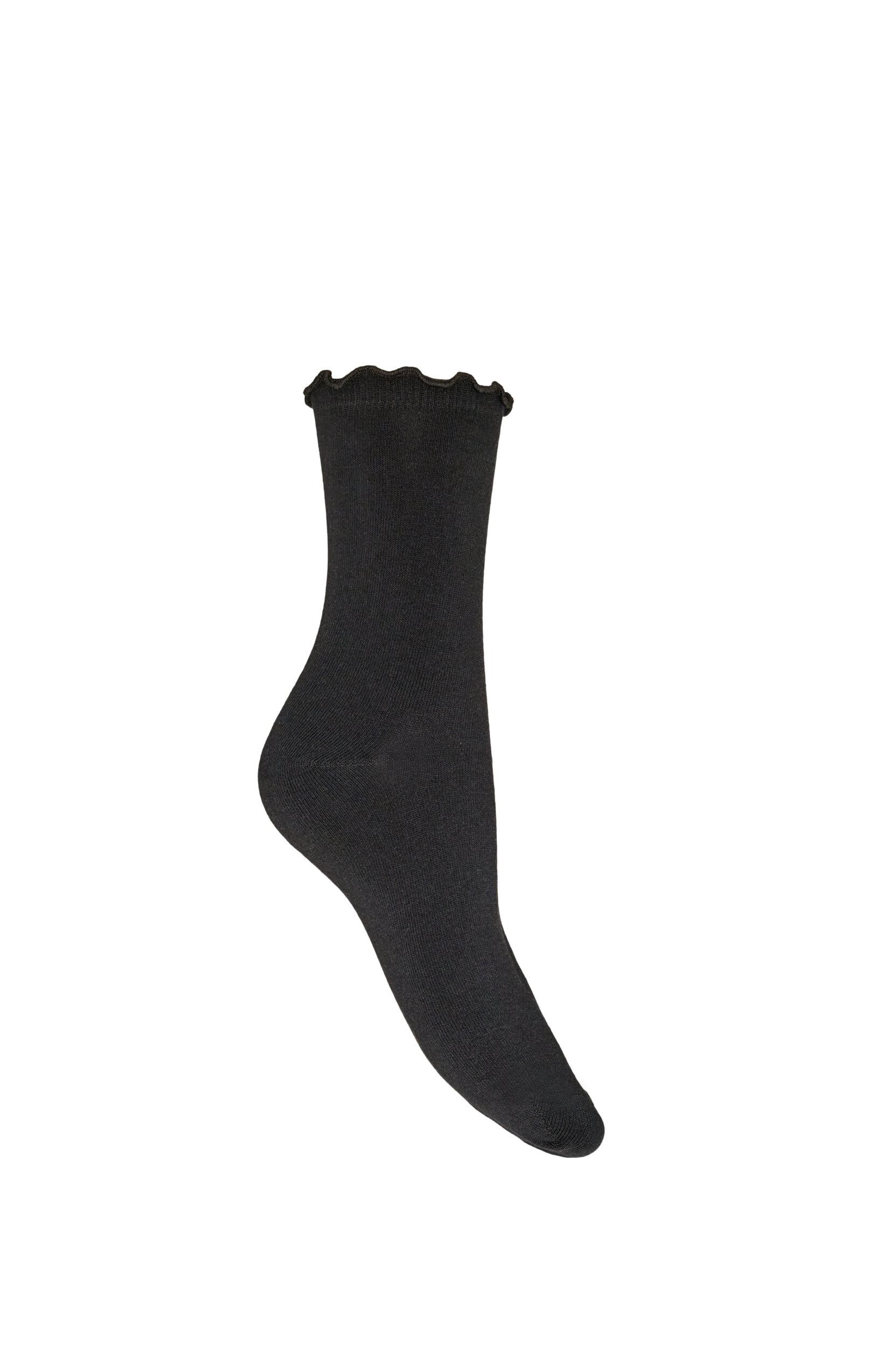 ZizziChaussettes en coton avec bord ondul&eacute;, Noir, Packshot image number 1