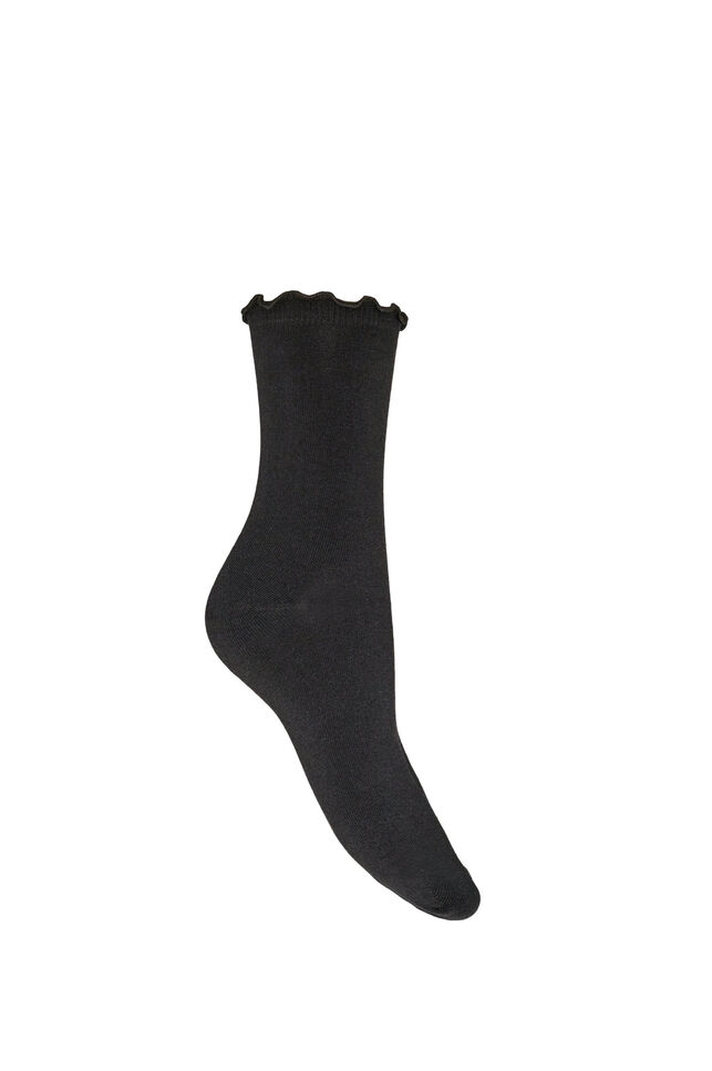 Chaussettes en coton avec bord ondul&eacute;, Noir, Packshot image number 1