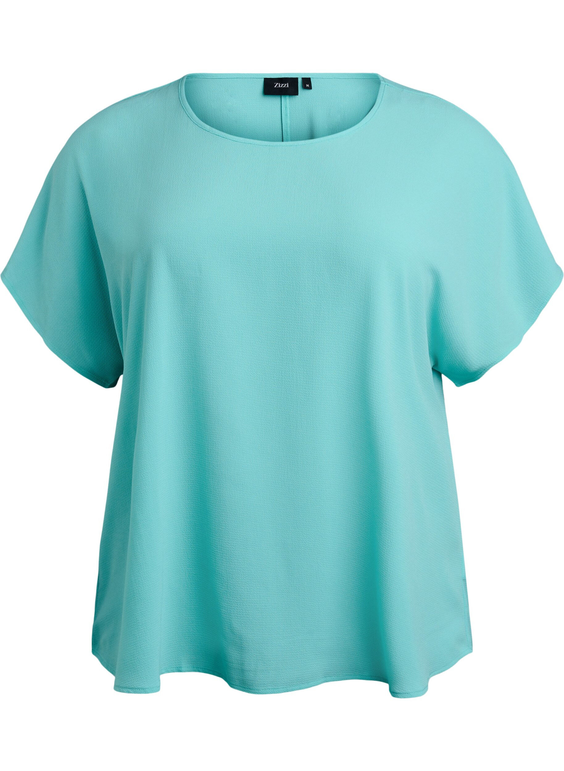ZizziBluse mit kurzen &Auml;rmeln und einem Rundhalsausschnitt, Blau, Packshot image number 0