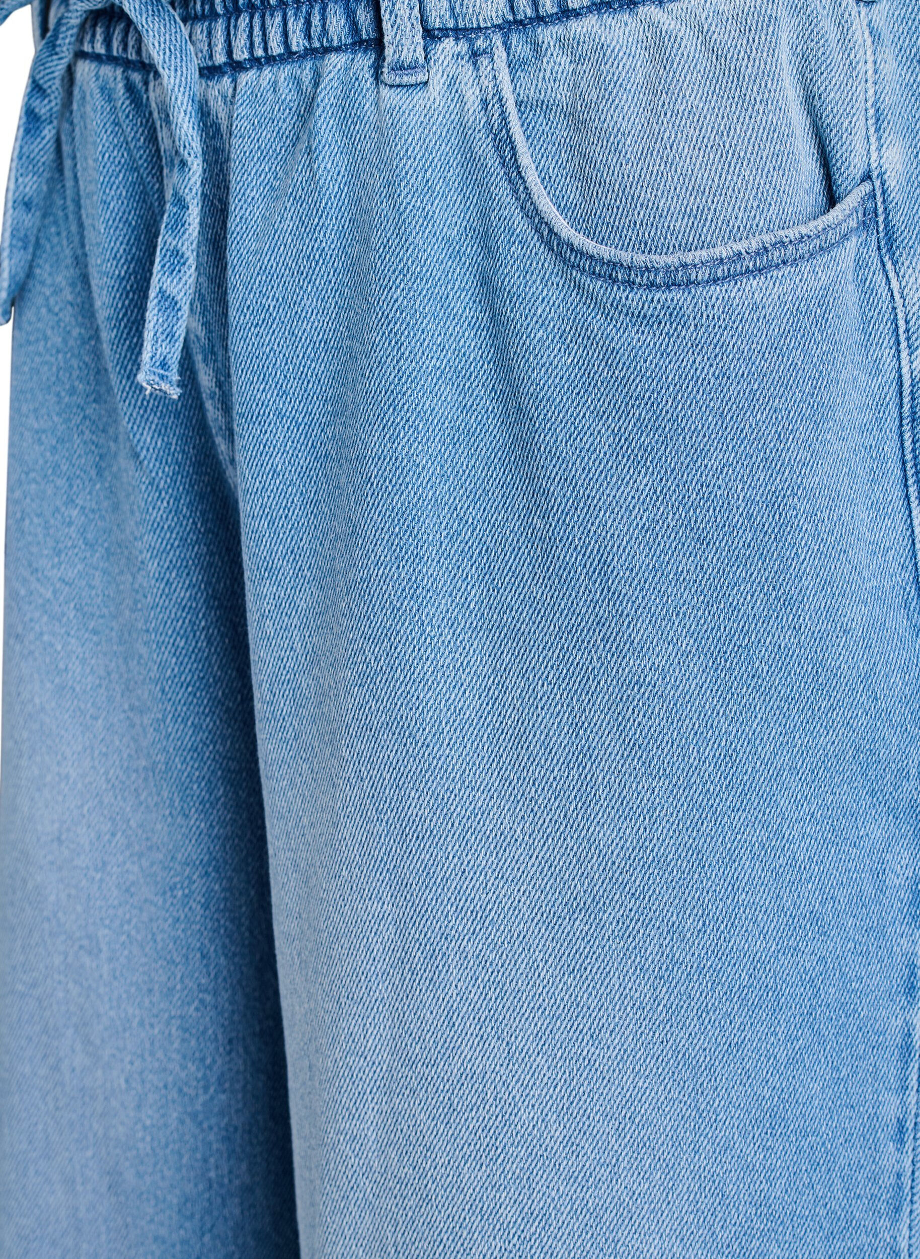 Zizzi Jeans mit lockerer Passform, elastischem Bund und Tunnelzug, Blau, Packshot image number 2