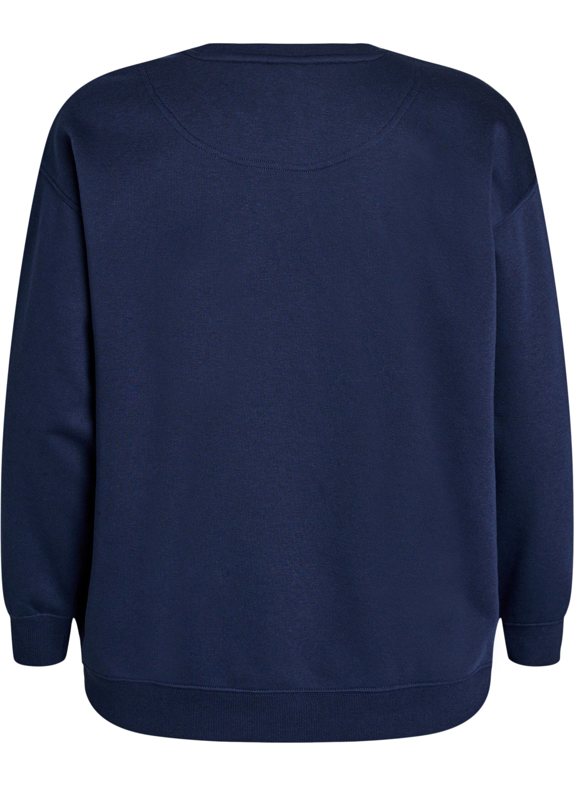 Zizzi Sweat-shirt sportif avec imprim&eacute;, Bleu, Packshot image number 1