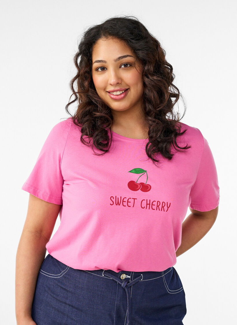 T-shirt imprim&eacute;, Rose, Model image number 0
