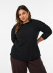 Blouse textur&eacute;e avec bords ondul&eacute;s, Noir, Model image number 0