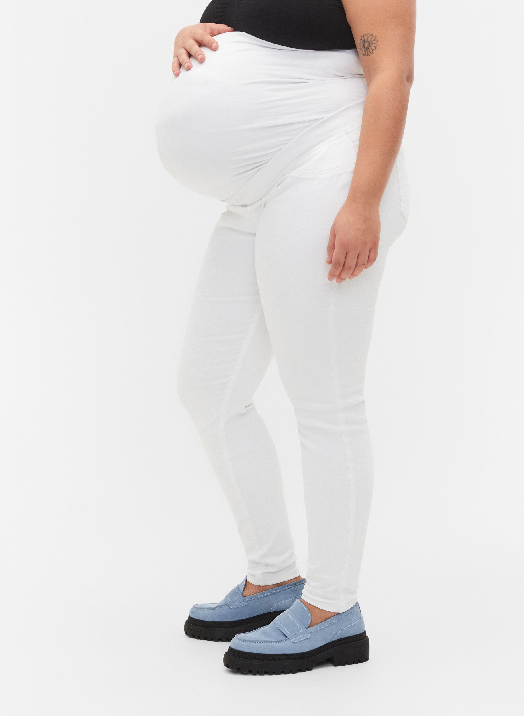 Zizzi Jegging de grossesse en coton, White, Model image number 1
