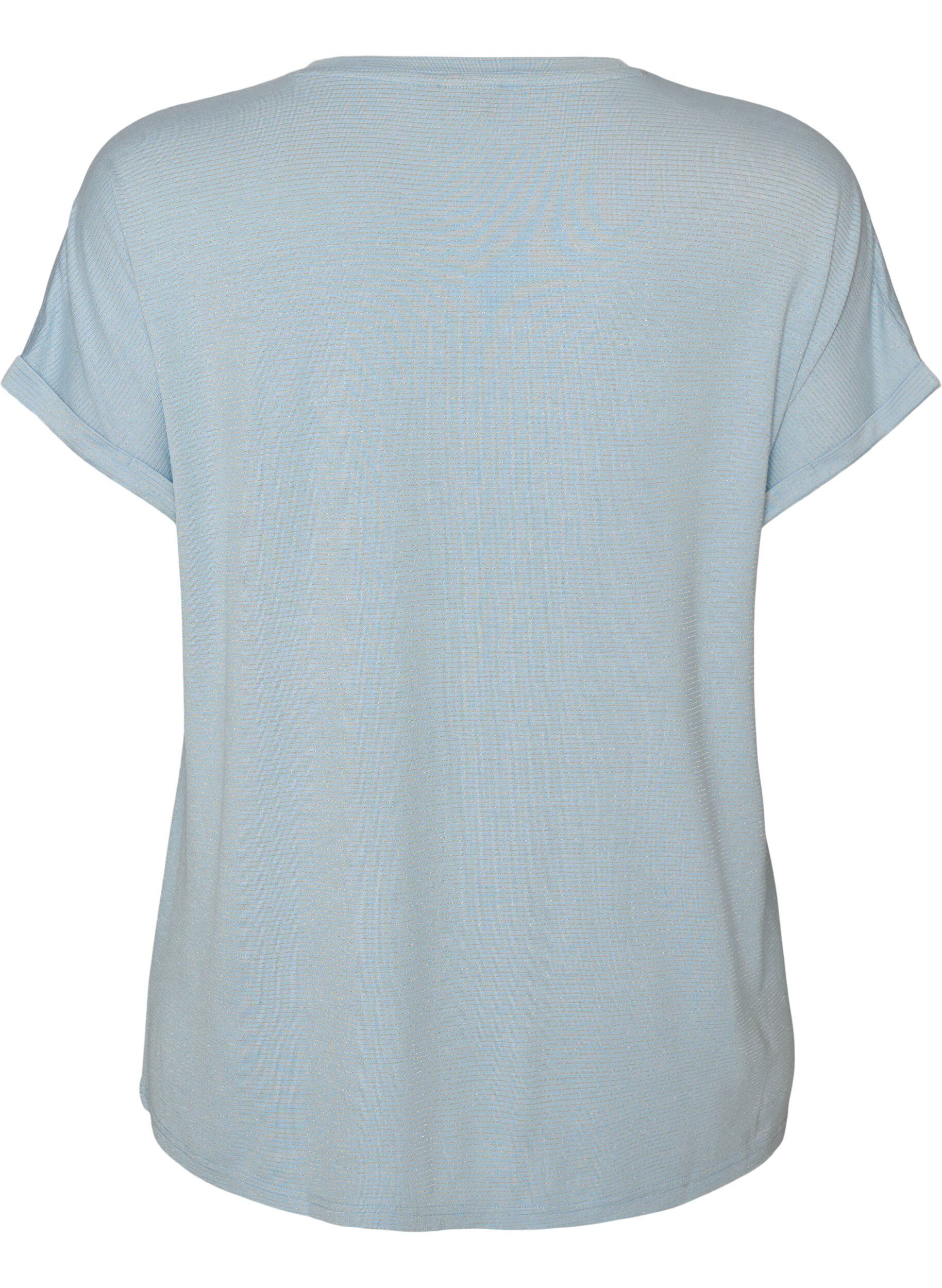 ZizziT-Shirt aus Viskose mit Glitzerstreifen, Blau, Packshot image number 1