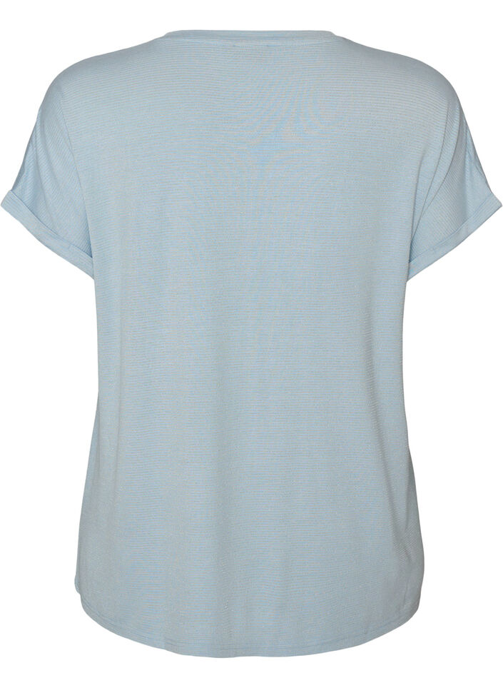 T-Shirt aus Viskose mit Glitzerstreifen, Blau, Packshot image number 1