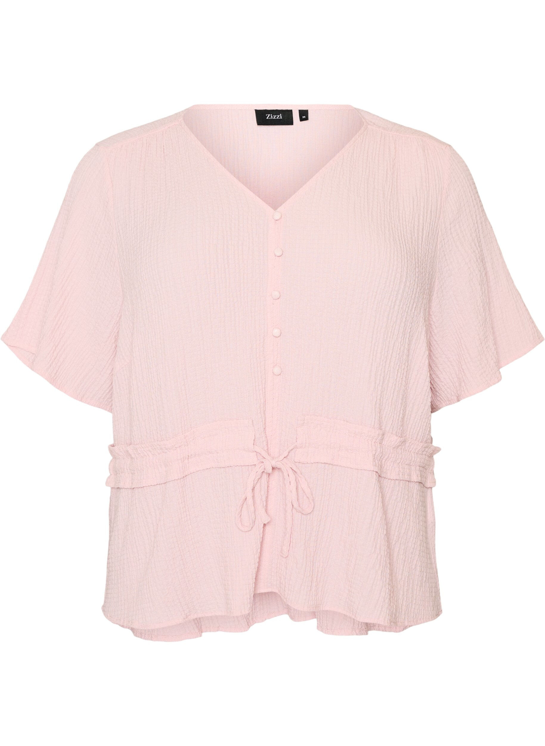 ZizziBluse mit Struktur und Taillenbindung, Pink, Packshot image number 0