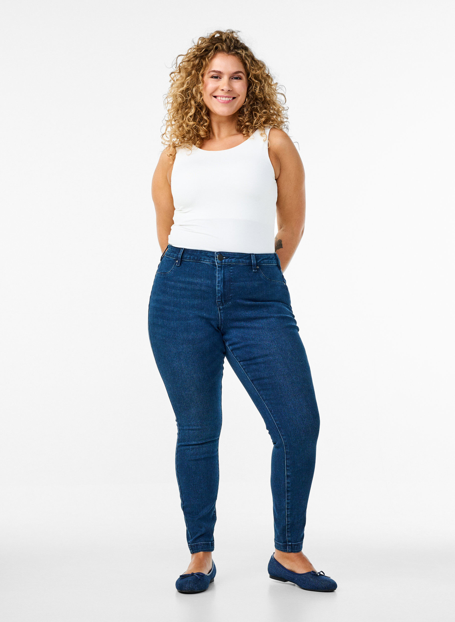 Zizzi Jeggings aus Baumwollmischung, Blau, Model image number 0
