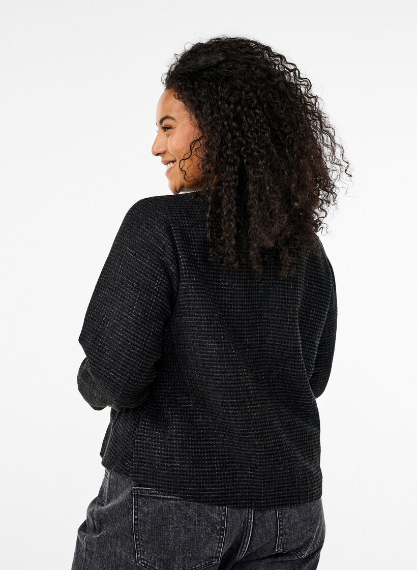 Bouclé-Jacke mit Taschen und Zierknöpfen, Black, Model image number 1