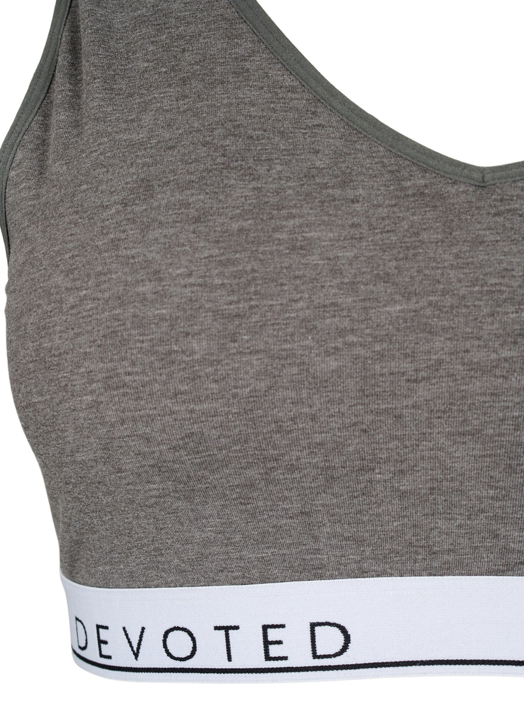 Zizzi Weiches BH-Top mit V-Ausschnitt und Textdruck, Medium Grey Melange, Packshot image number 2