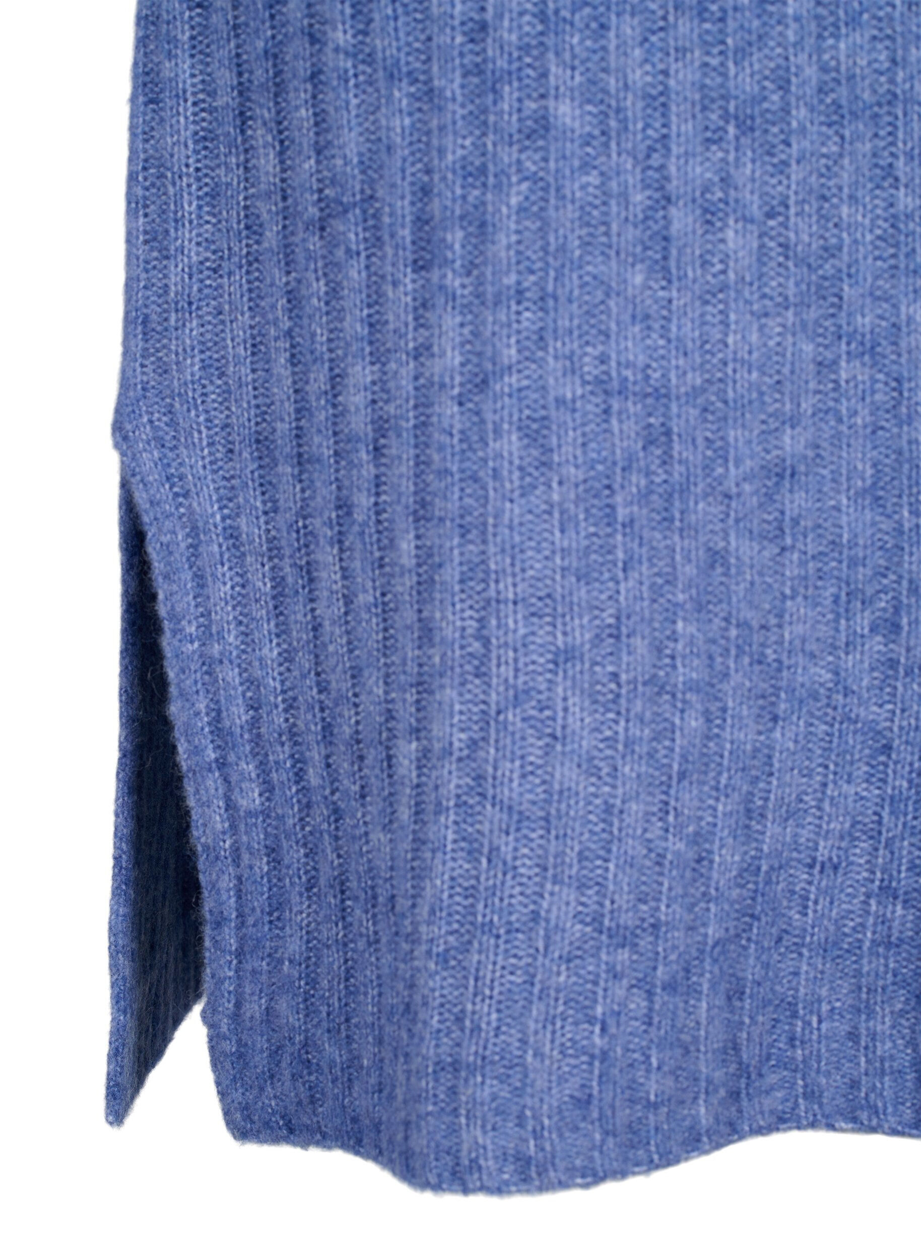 Zizzi Rippstrickkleid mit Schlitz, Gray Blue Mel., Packshot image number 3
