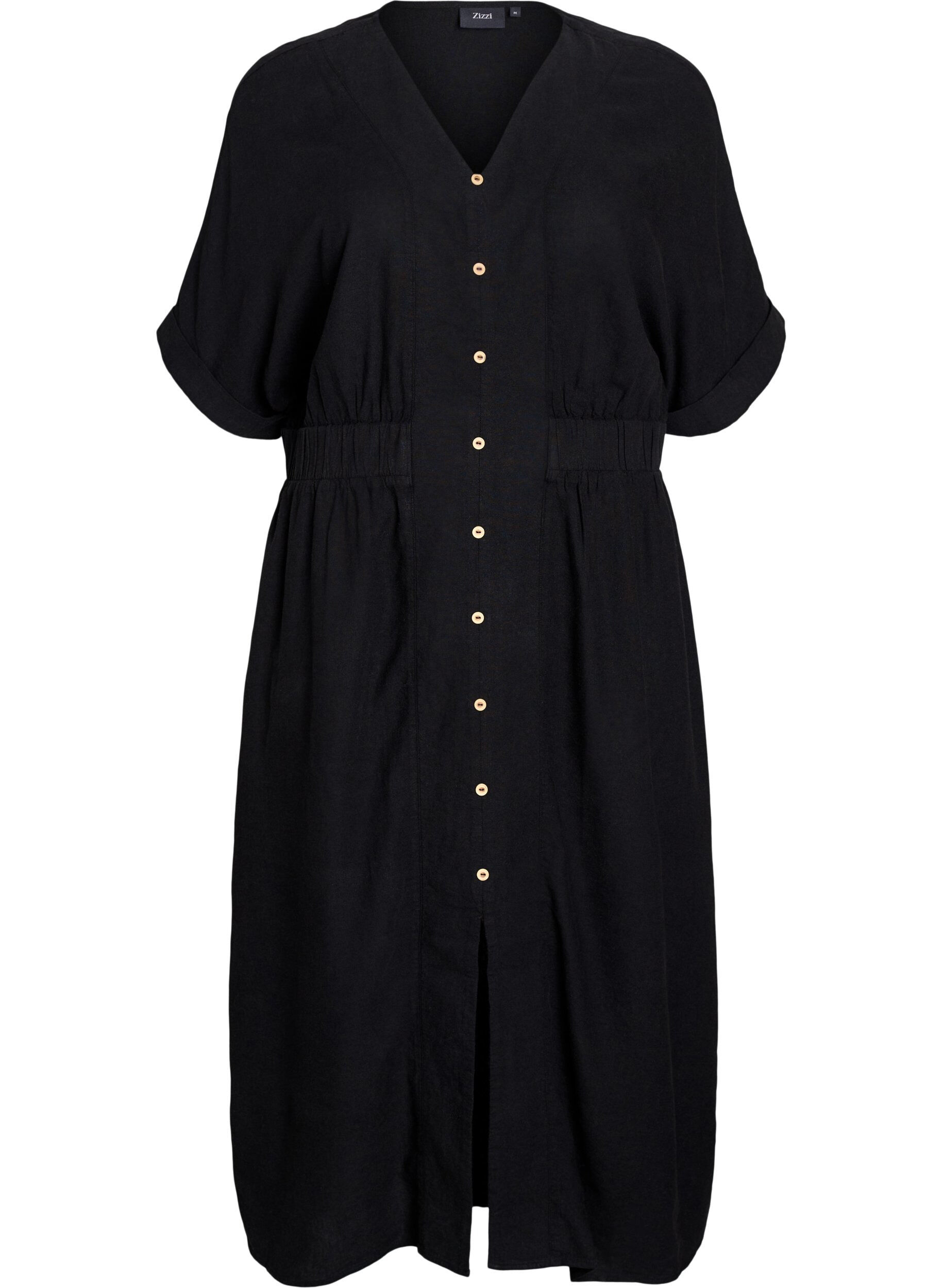 Robe midi en lin et viscose fendue sur le devant