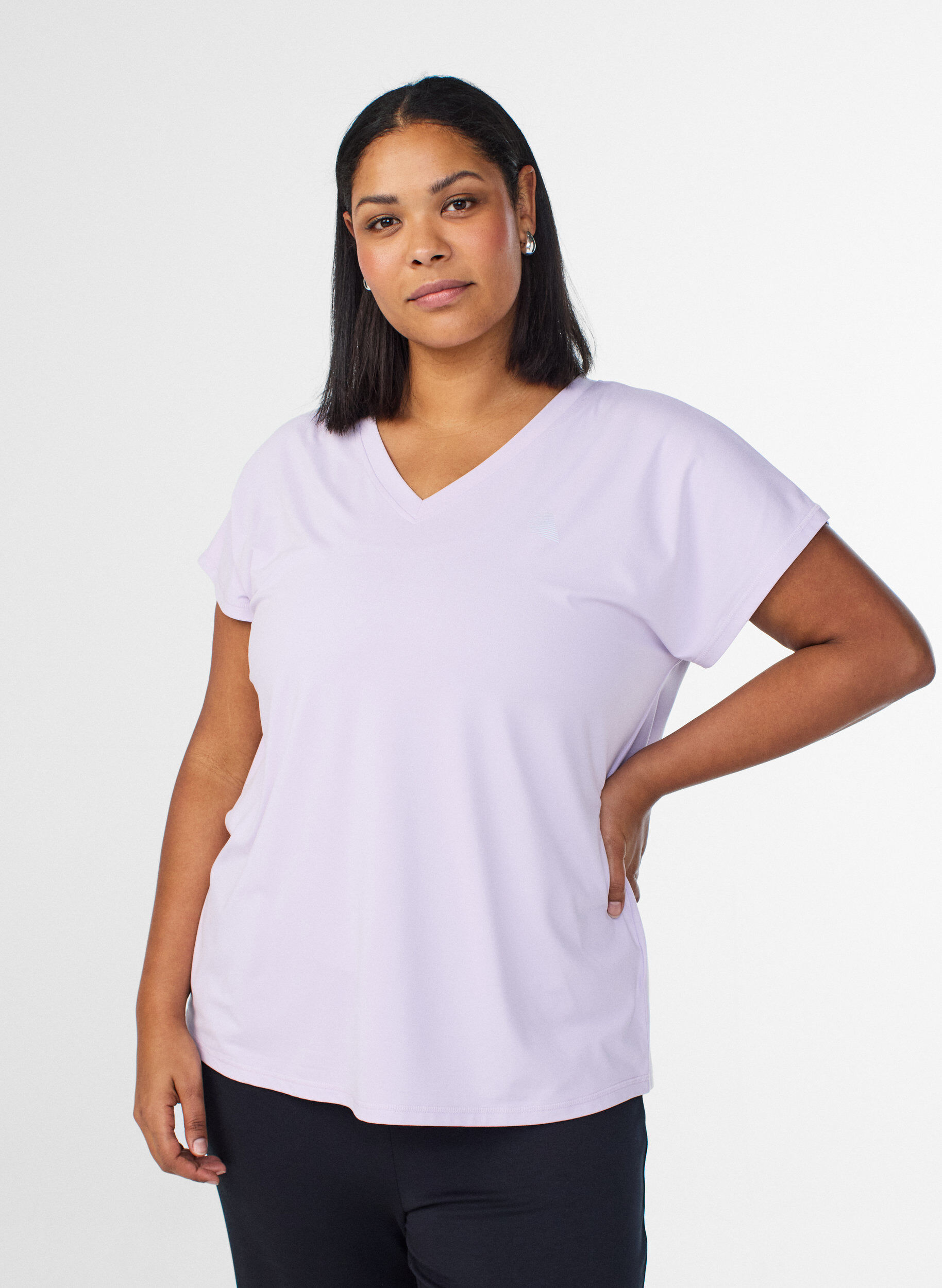 ZizziT-shirt d&rsquo;entra&icirc;nement ample avec col en V, Mauve, Model image number 0