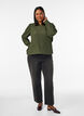 Blouse en jersey textur&eacute; &agrave; la silhouette ballon, Vert, Model image number 1