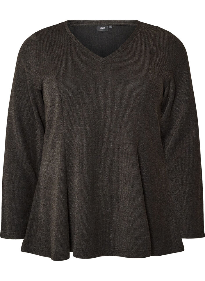 Blouse en jersey c&ocirc;tel&eacute; &agrave; coupe &eacute;vas&eacute;e, Noir, Packshot image number 0