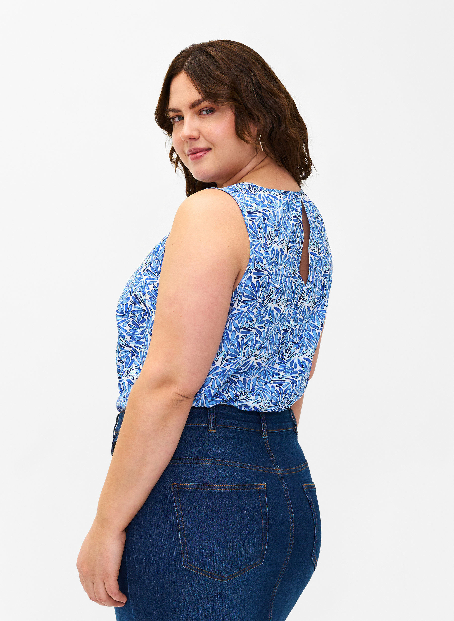 Zizzi FLASH - Haut sans manches avec imprim&eacute;, Bleu, Model image number 2