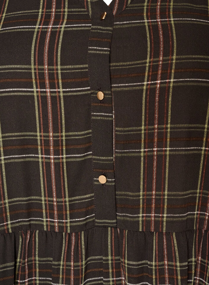 Robe midi &agrave; carreaux avec une jupe &agrave; volants, Marron, Packshot image number 2