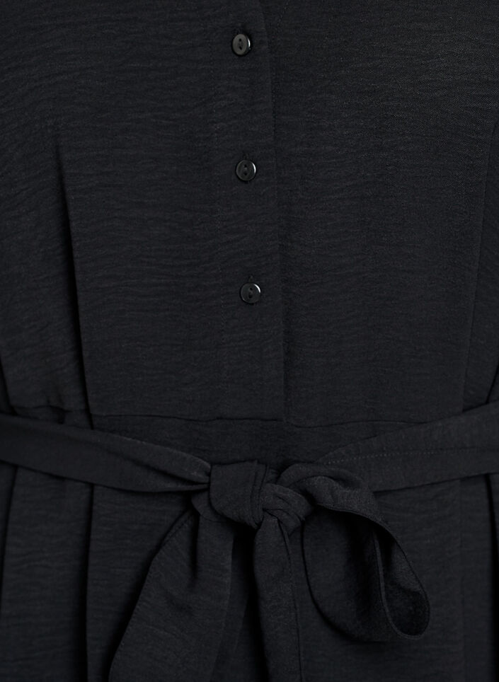 Robe chemise midi avec ceinture &agrave; nouer, Noir, Packshot image number 2
