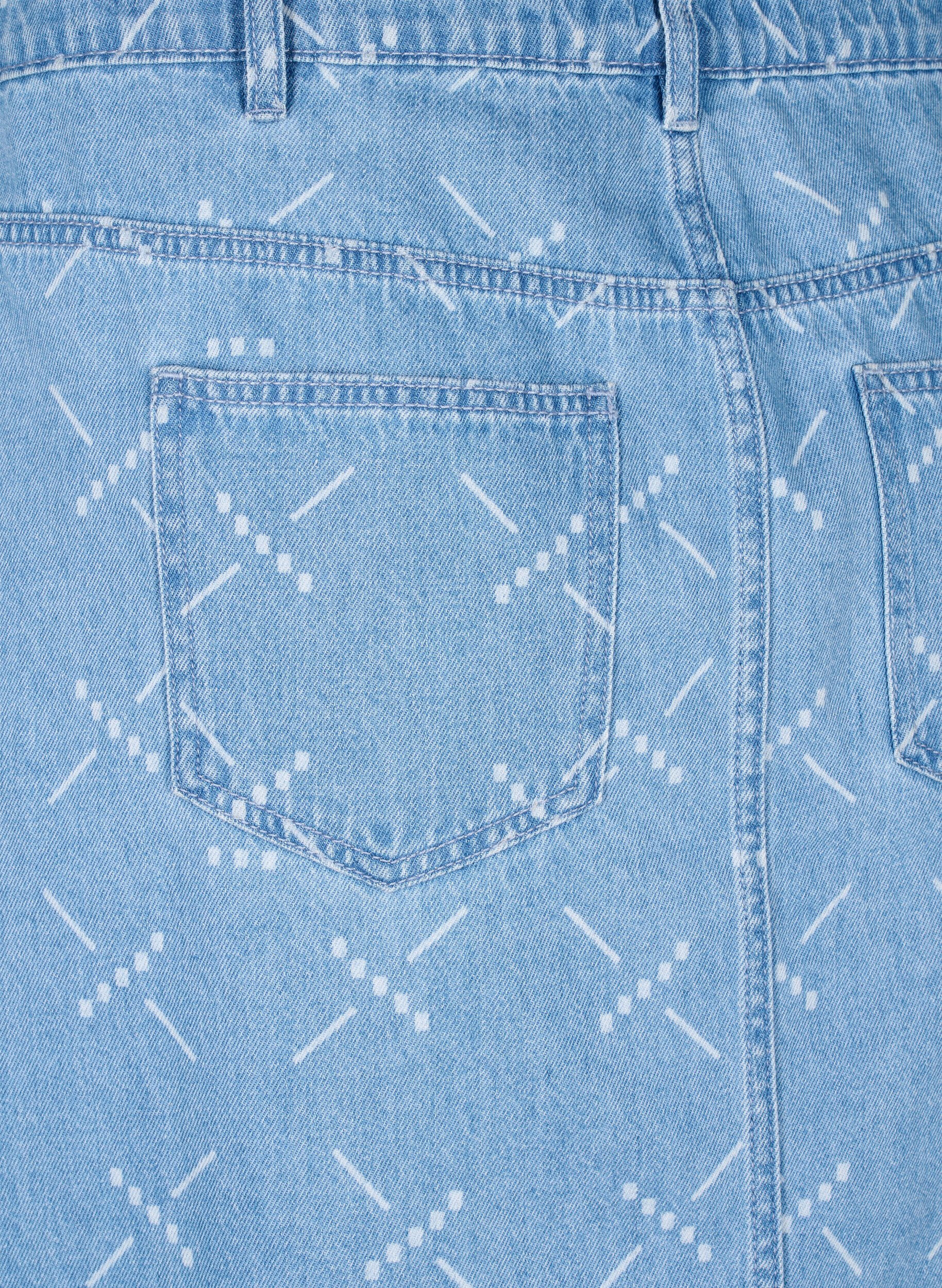 Zizzi Jeansrock mit Muster, Light blue denim, Packshot image number 3