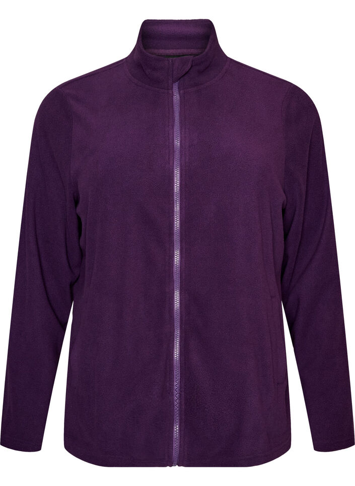 Haut en polaire avec zip et col montant, Violet, Packshot image number 0