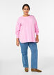 Blouse en maille &agrave; col rond et motif tricot&eacute;, Rose, Model image number 1