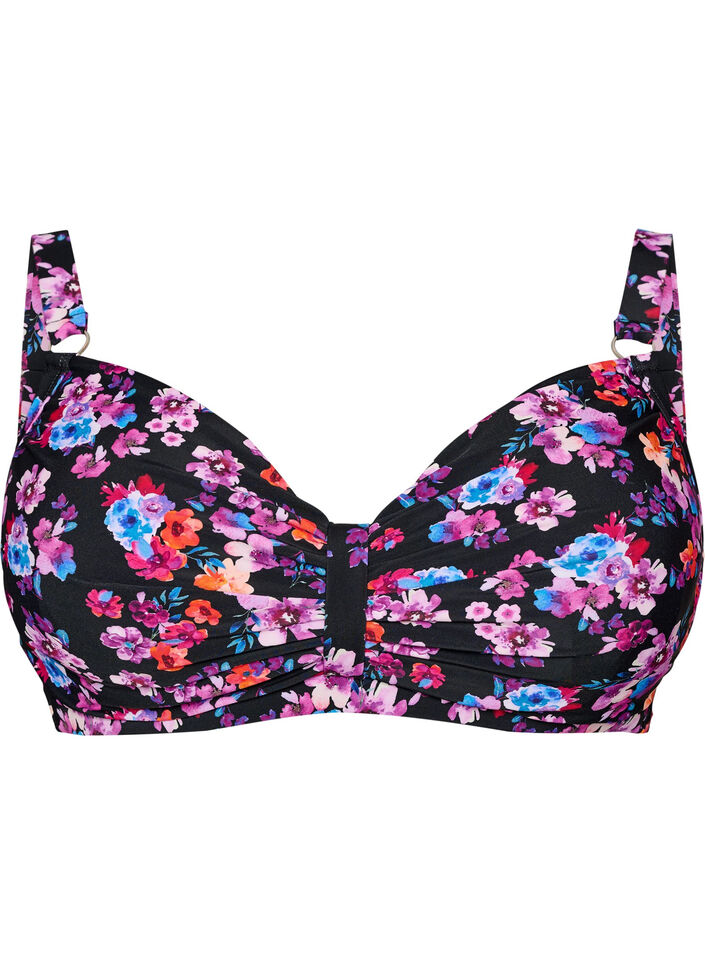 Bikinioberteil mit B&uuml;gel und Muster, Lila, Packshot image number 0