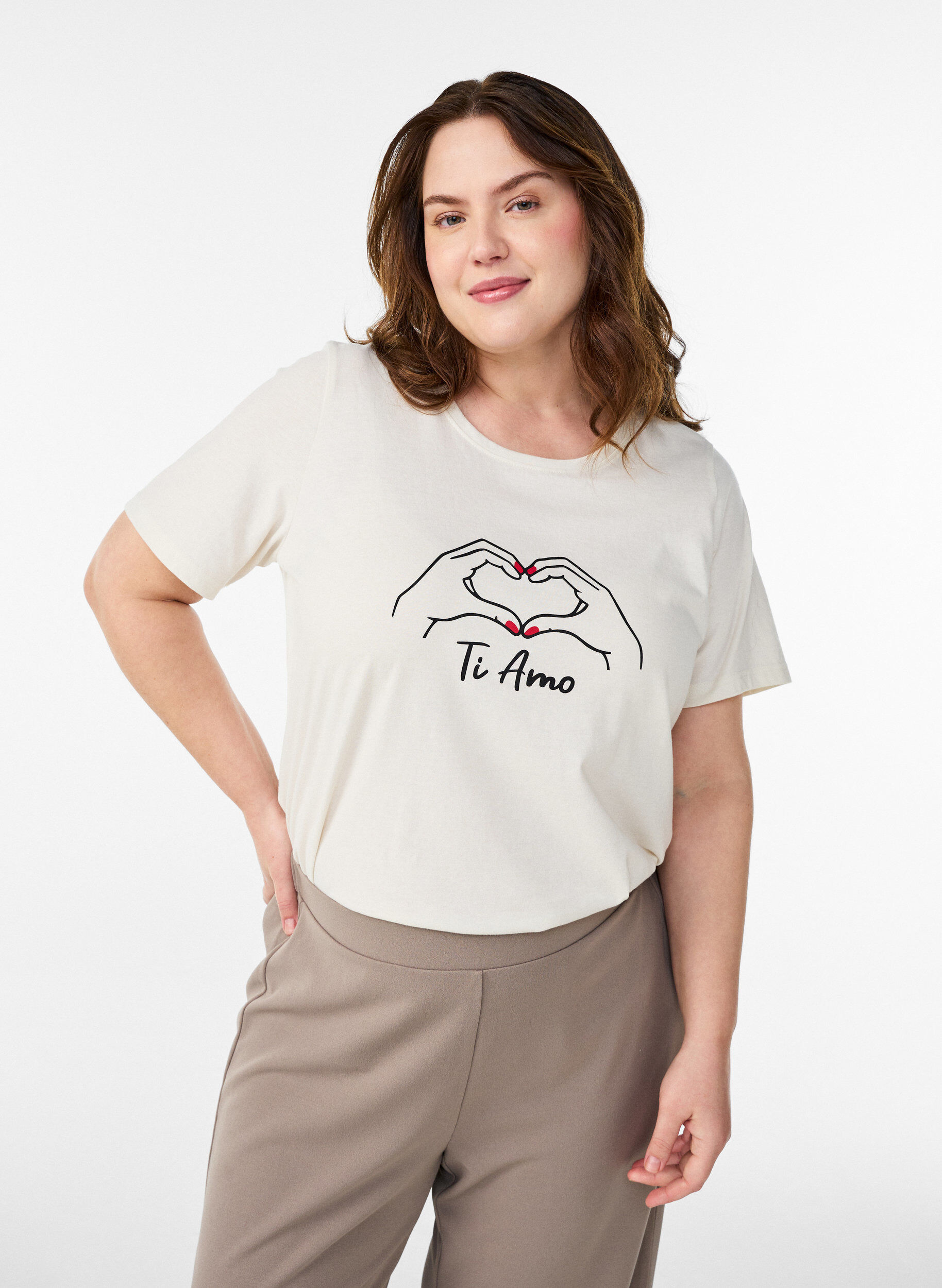 T-shirt imprim&eacute;, Blanc, Model