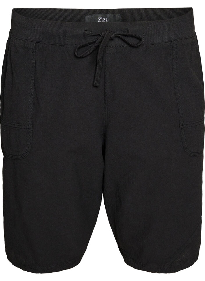 Short en coton ample avec poches, Noir, Packshot image number 0