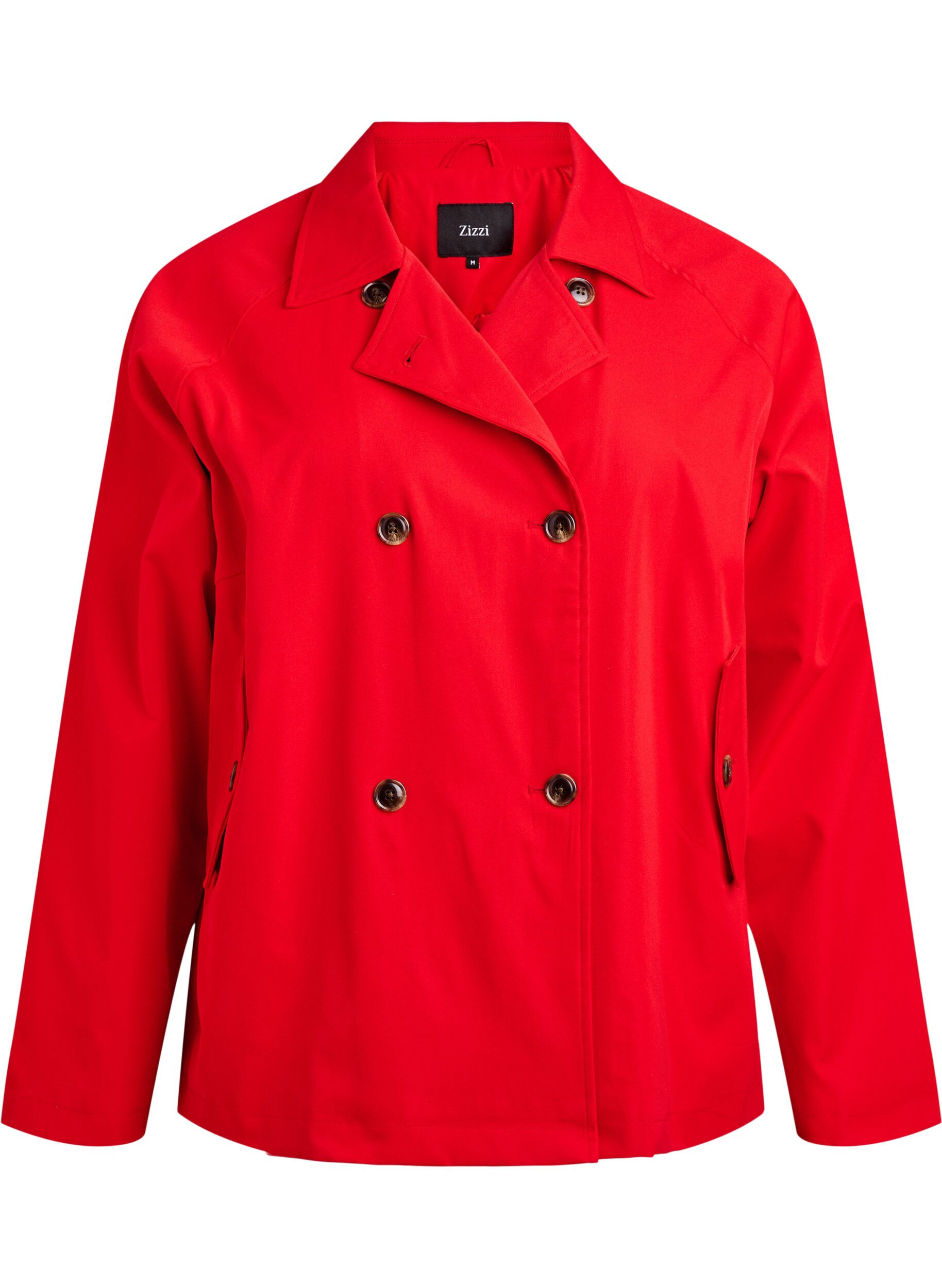 Zizzi Kurzer Trenchcoat mit Taschen, Rot, Packshot image number 0