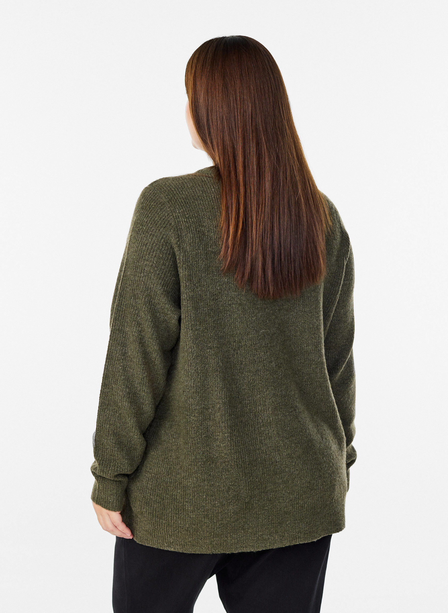 ZizziMelierte Strickbluse mit Rundhalsausschnitt, Gr&uuml;n, Model image number 2
