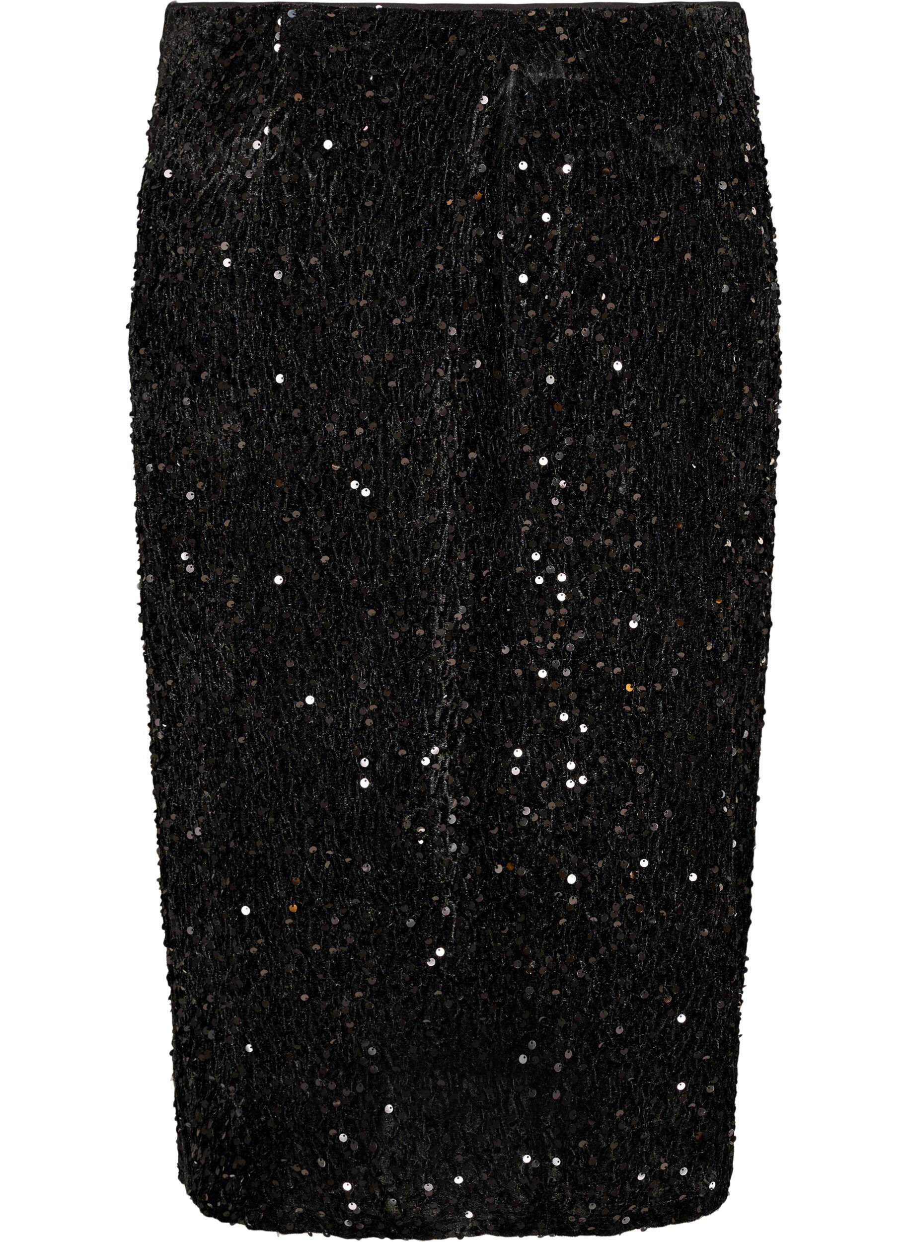 ZizziJupe midi avec sequins et fentes, Noir, Packshot image number 1
