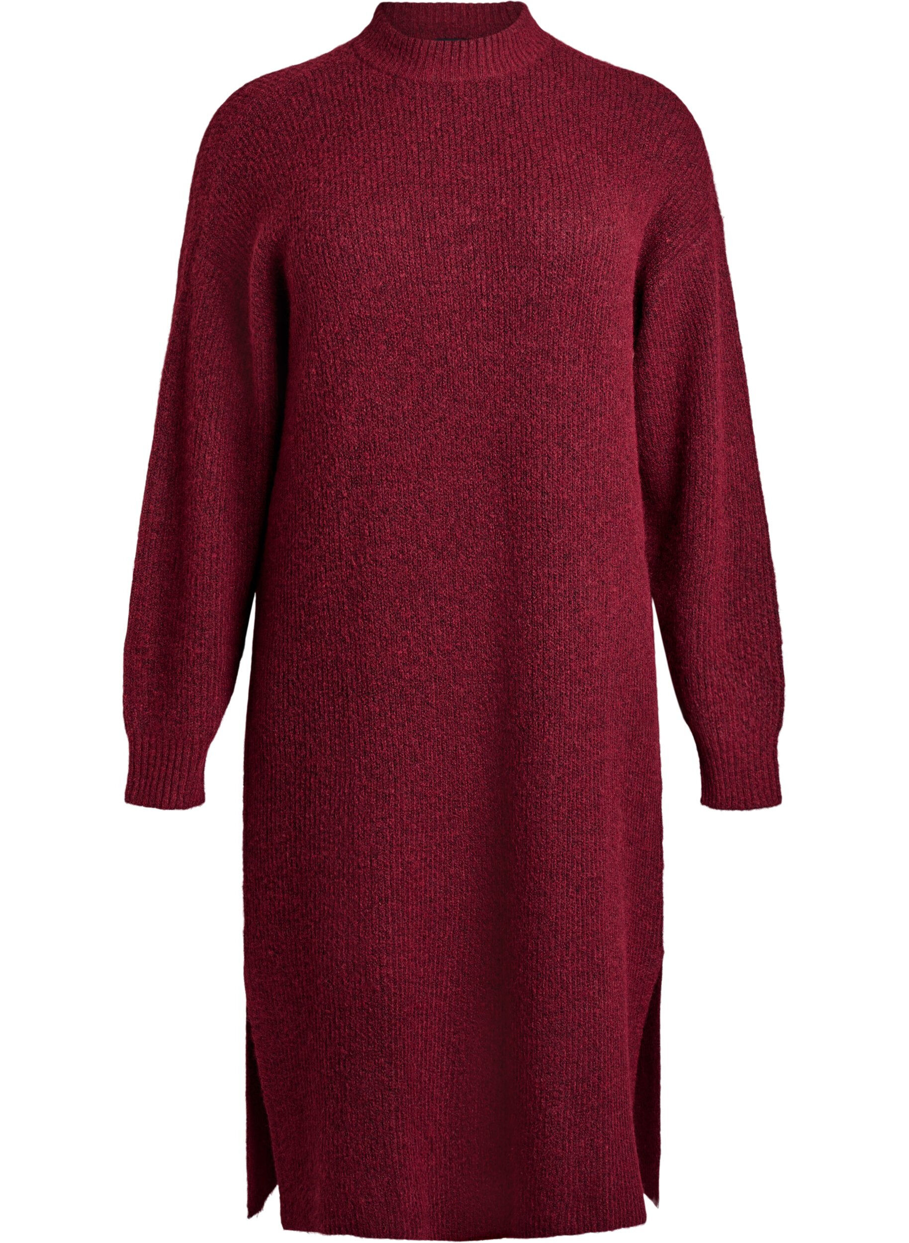 Langes Strickkleid mit hohem Kragen