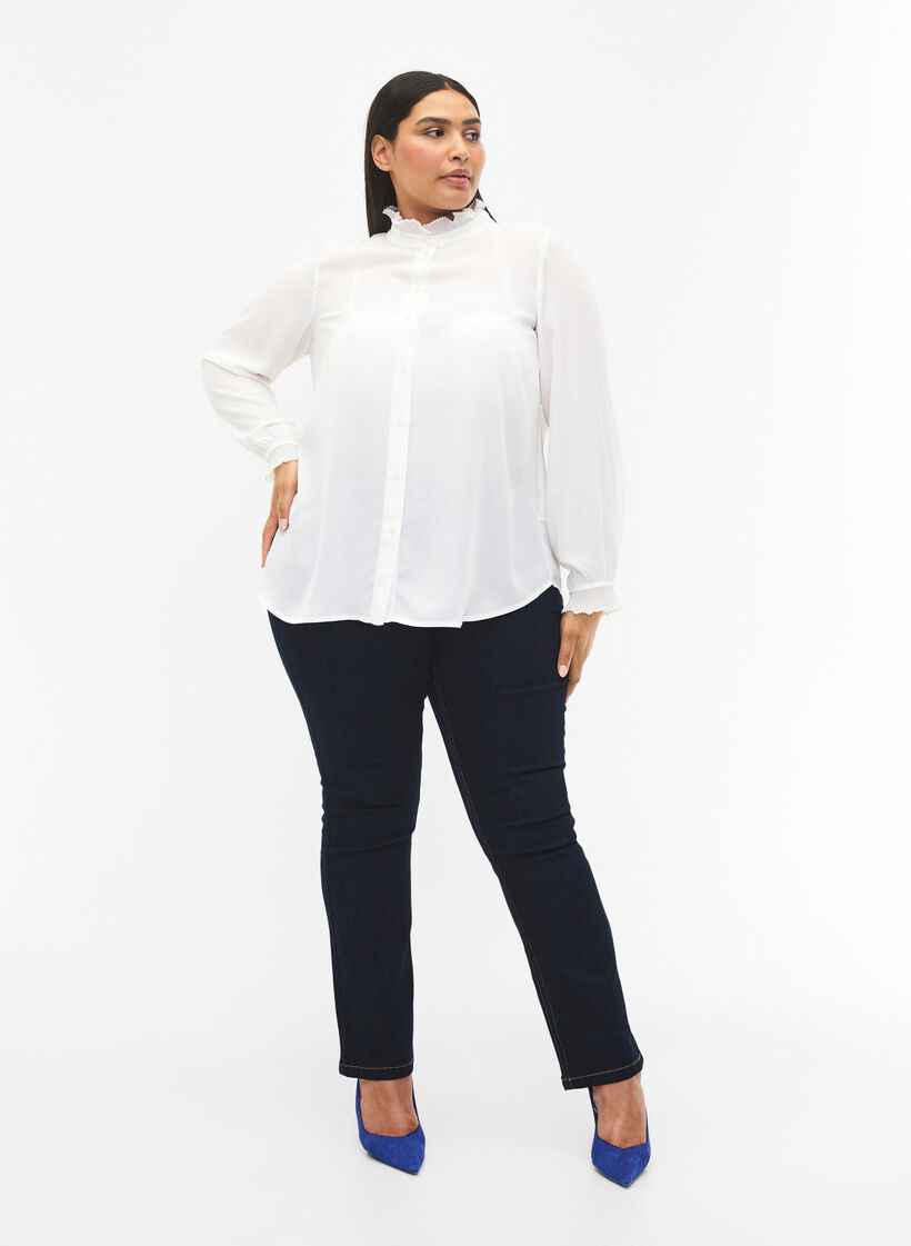 Chemisier orné de volants, Bright White, Model image number 4