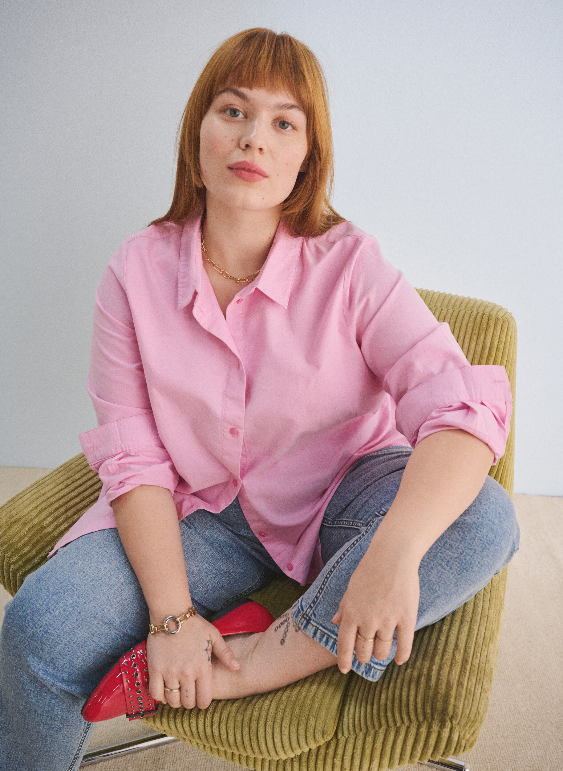 Zizzi Lang&auml;rmliges Baumwollhemd, Pink, Image image number 0