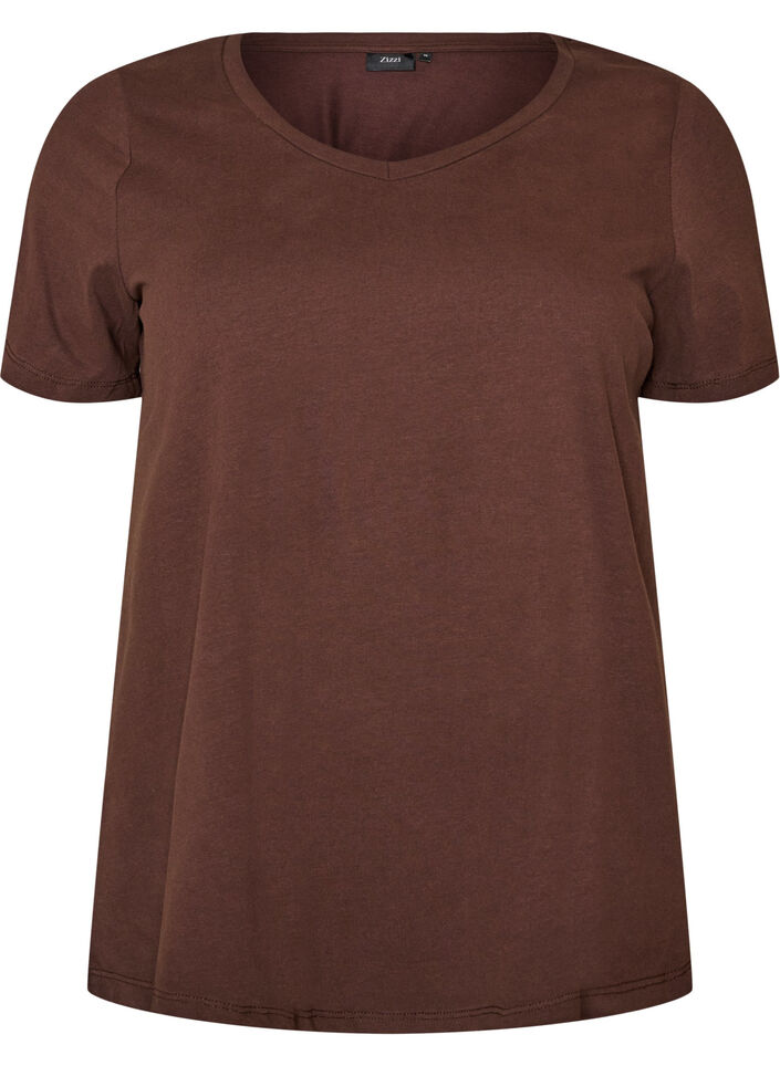 Einfarbiges basic T-Shirt aus Baumwolle, Braun, Packshot image number 0