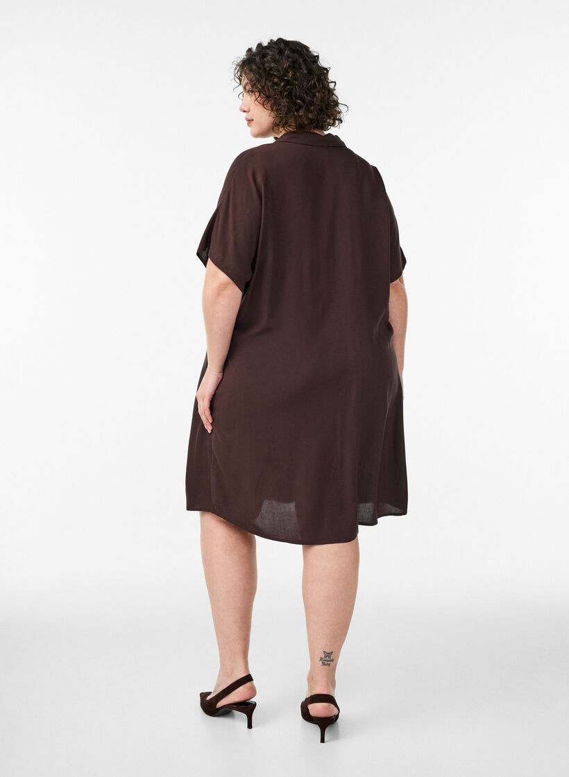Chemise longue ample en viscose, Marron, Model image number 2