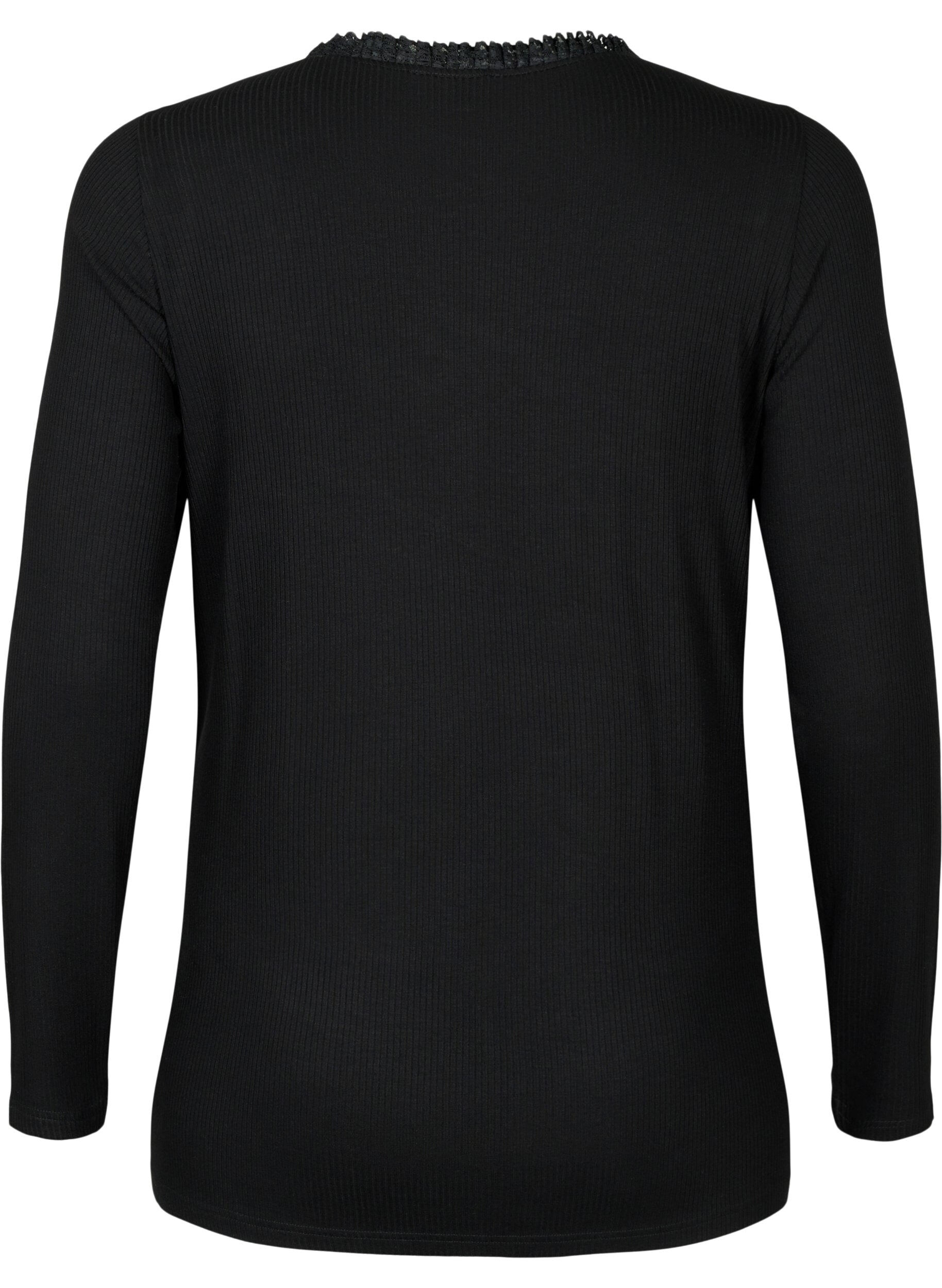 Zizzi Schwangerschaft Bluse mit Spitze und langen &Auml;rmeln, Schwarz, Packshot image number 1
