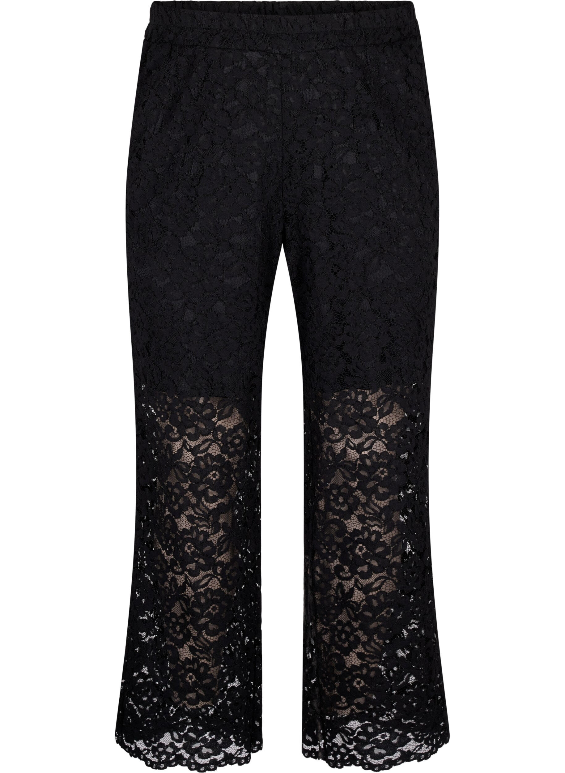 Zizzi Pantalon en dentelle avec des poches, Black, Packshot image number 0
