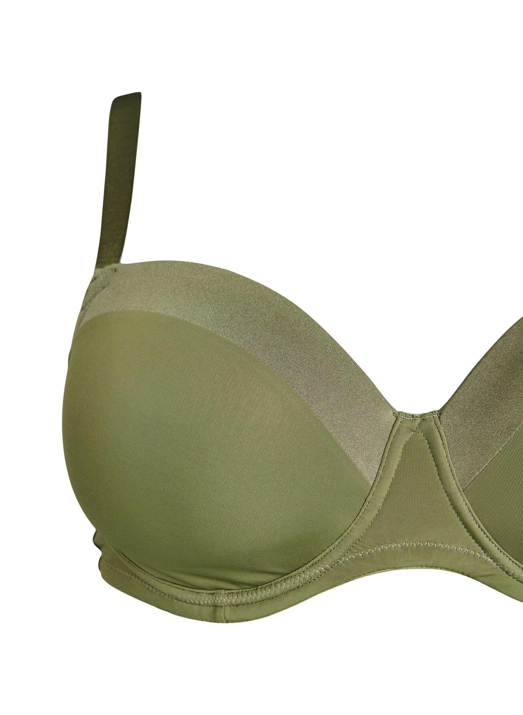 Zizzi Soutien-gorge moul&eacute; en microfibre avec des d&eacute;tails en satin, Vert, Packshot image number 2