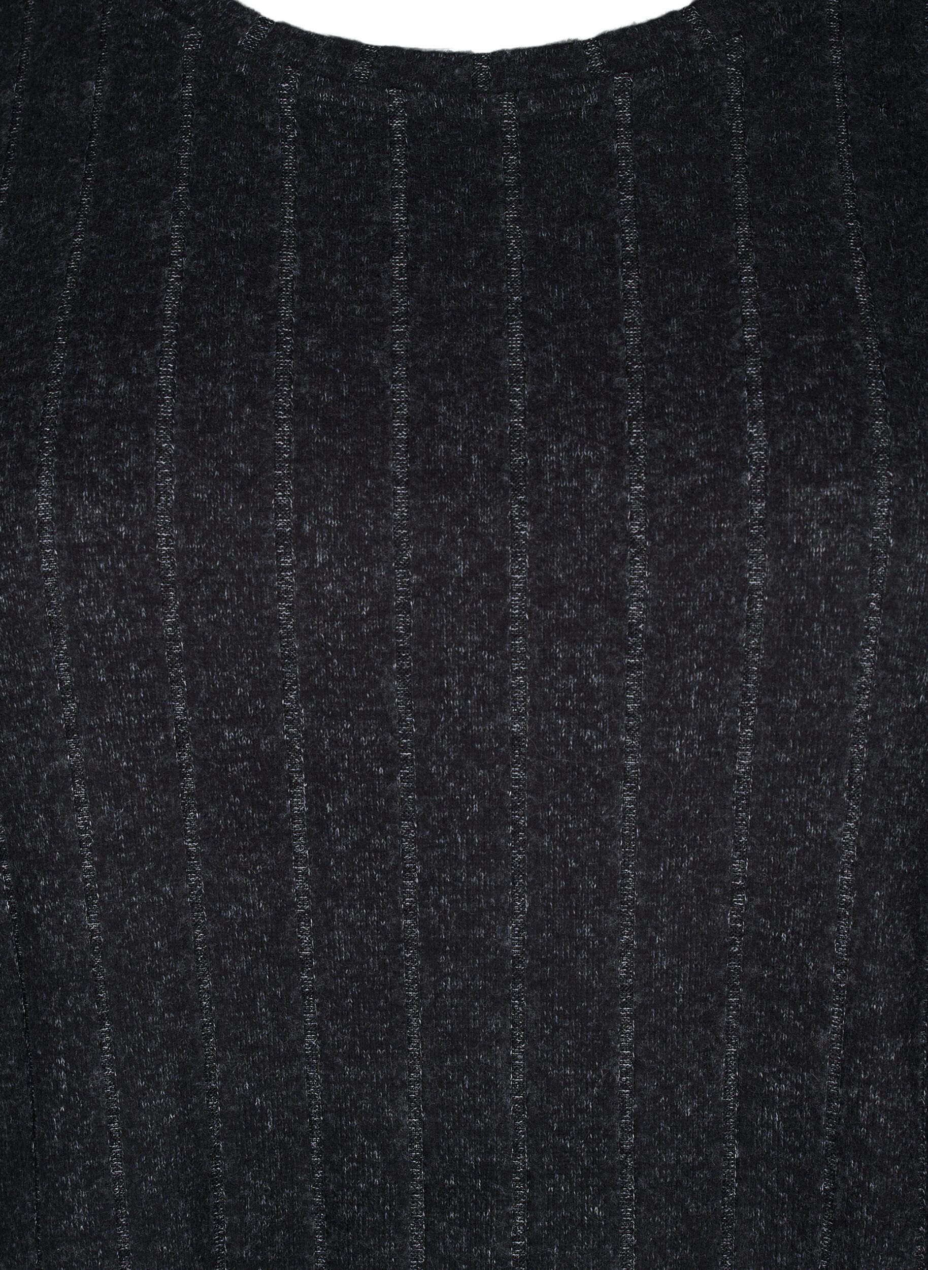 Zizzi Melange-Bluse mit 3/4-Arm, Schwarz, Packshot image number 2