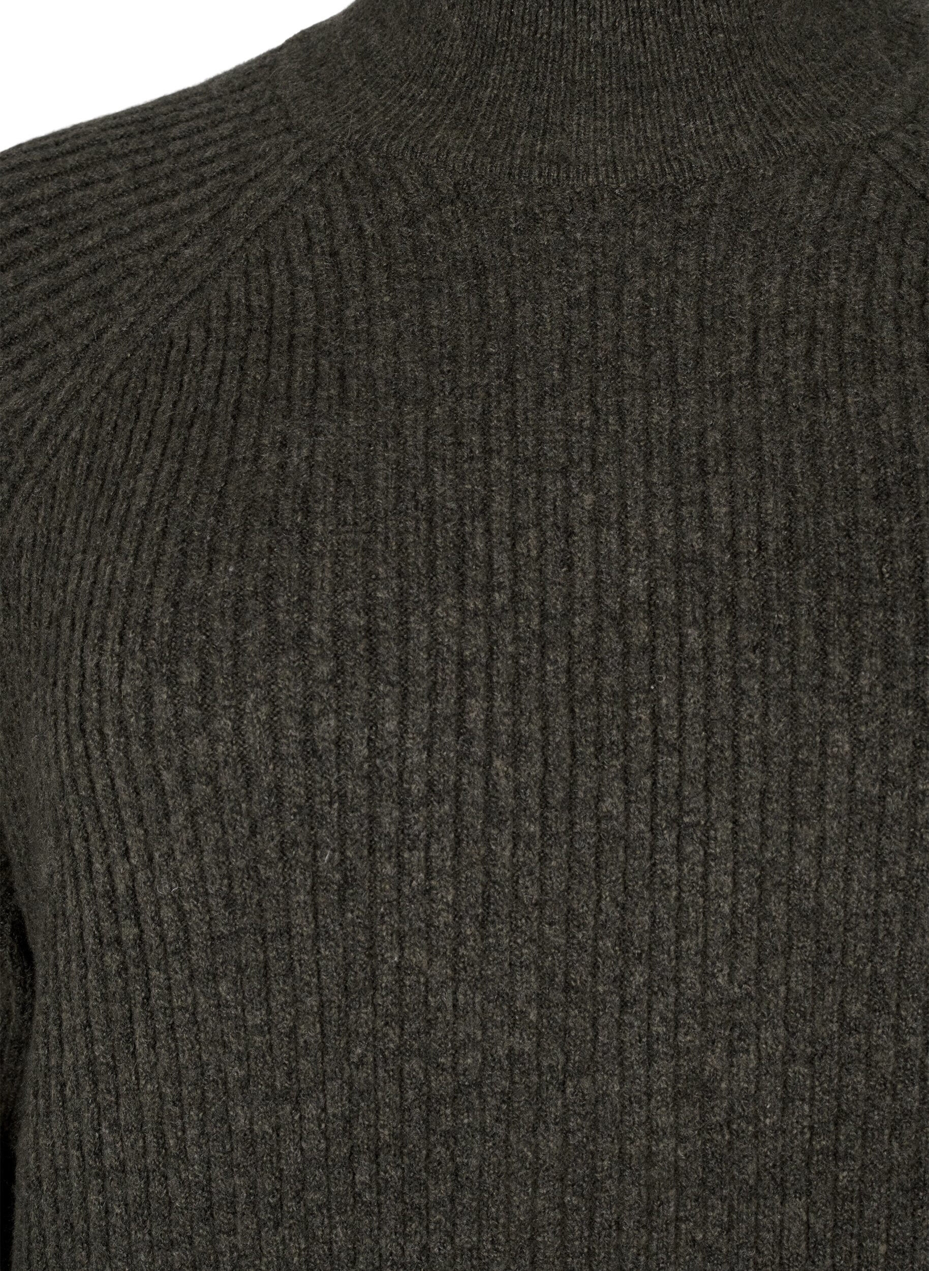 Zizzi Strickkleid mit langen &Auml;rmeln und hohem Ausschnitt, Sea Turtle Mel., Packshot image number 2