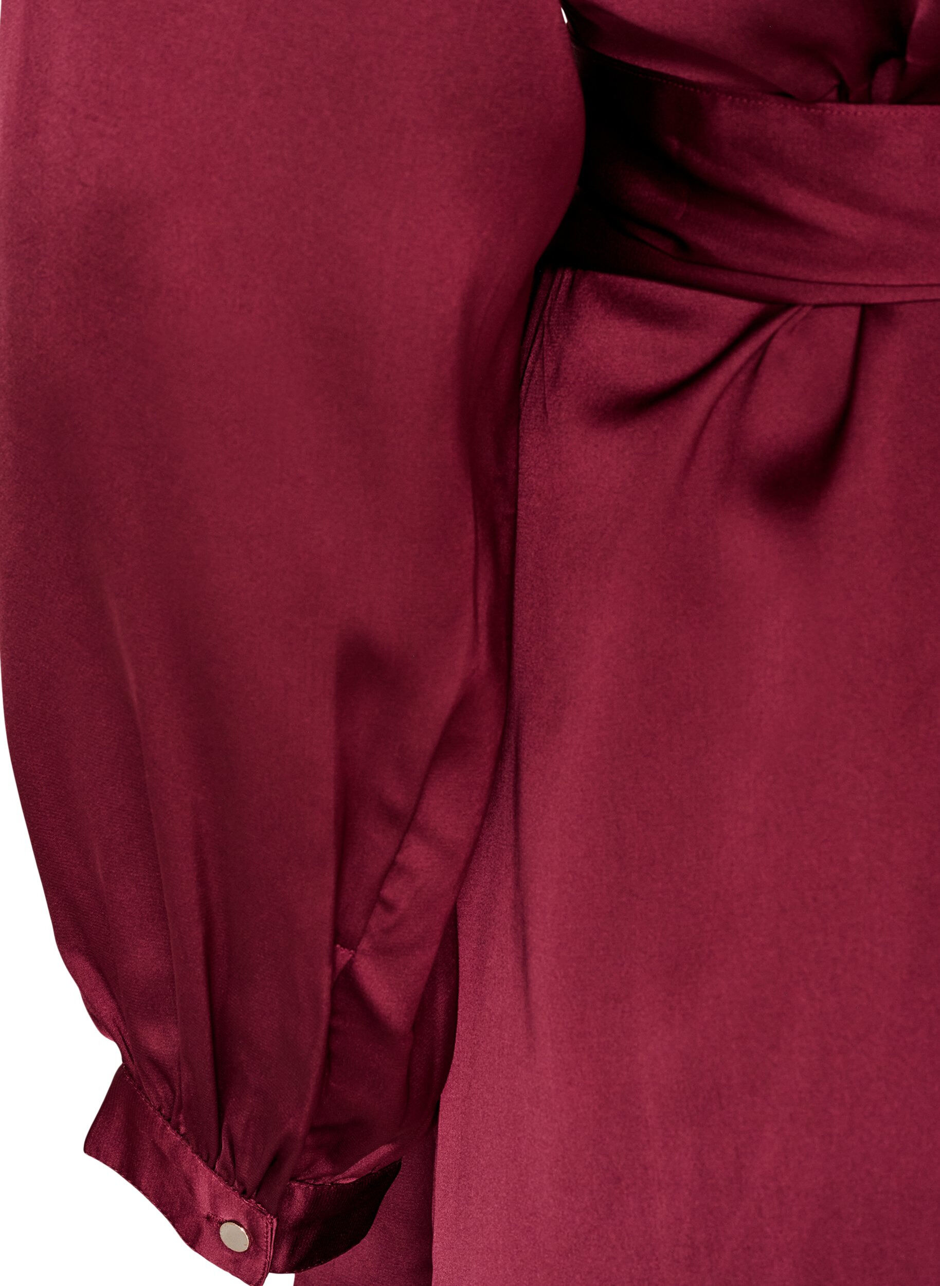 ZizziRobe courte en satin avec coupe portefeuille, Bordeaux, Packshot image number 3